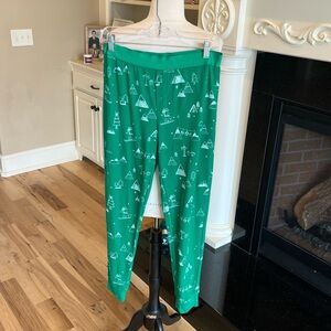 Christmas Pajama Pants Thermal Underwear Bright Green